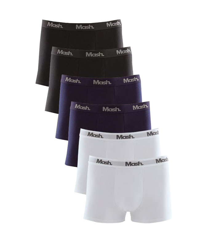 Kit 6 Cuecas Boxer Cotton Mash (111.40) Preto/Marinho/Branco